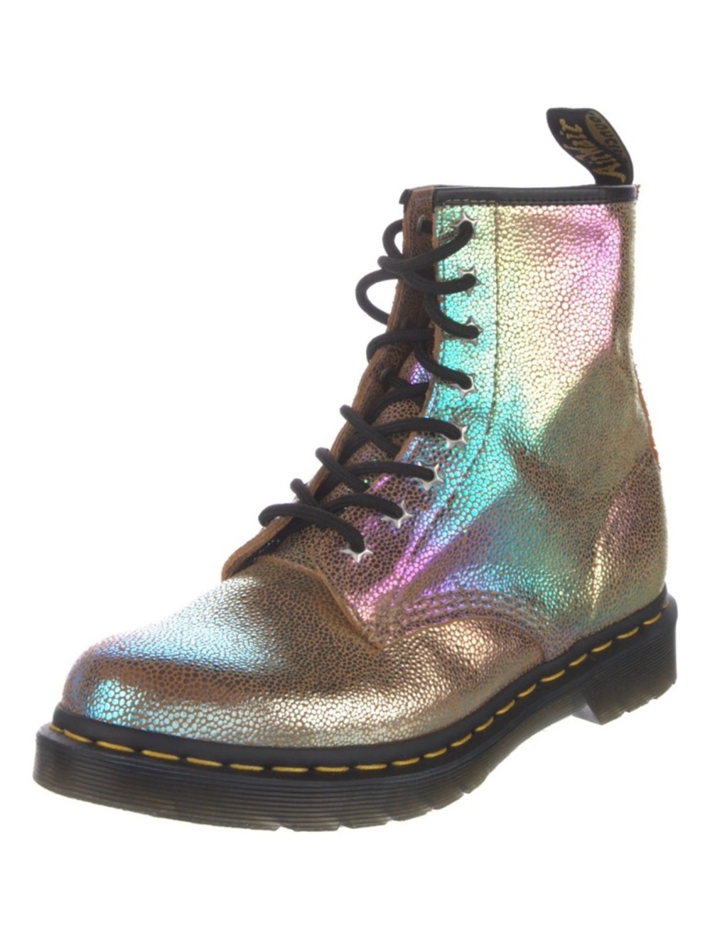 Dr. Martens Iridescent Pebbled 8-Eye Combat Boots - Shimmering Multicolor anthro